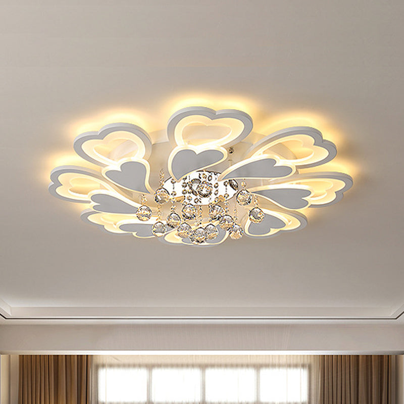 Loving-Heart Led Flush Light In Warm/White - Contemporary Acrylic Design 27/31.5 Wide White / 31.5
