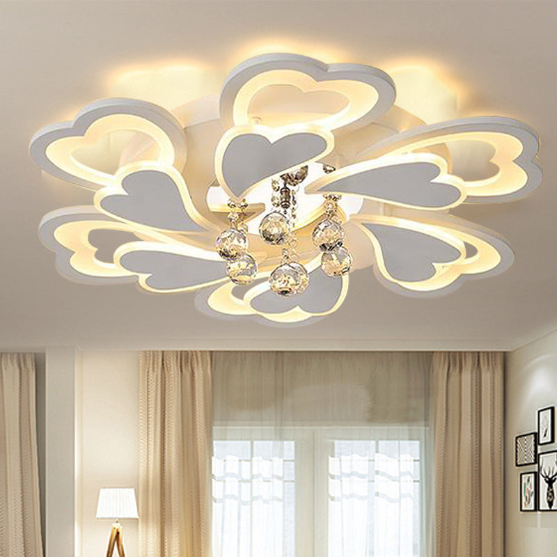 Loving-Heart Led Flush Light In Warm/White - Contemporary Acrylic Design 27’/31.5’ Wide White / 27’