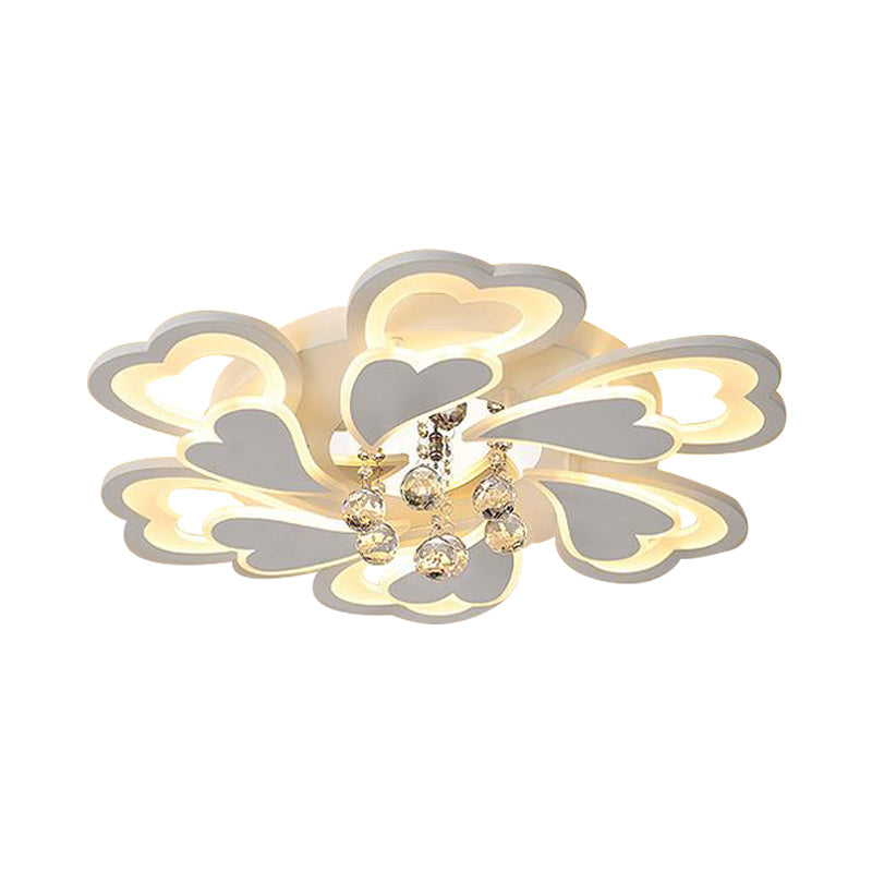 Loving-Heart Led Flush Light In Warm/White - Contemporary Acrylic Design 27/31.5 Wide