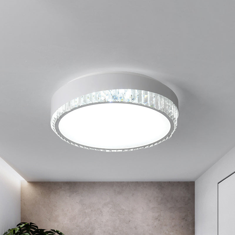 Nordic Led Acrylic Flush Mount Light With Crystal Deco - Clear/Warm/White 16.5’/20.5’ Diameter