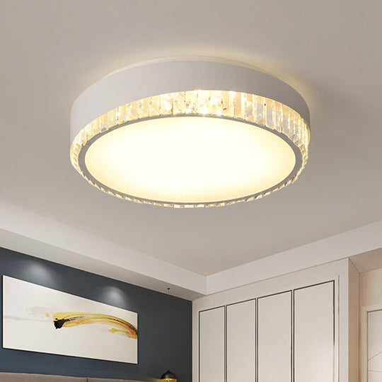 Nordic Led Acrylic Flush Mount Light With Crystal Deco - Clear/Warm/White 16.5’/20.5’ Diameter