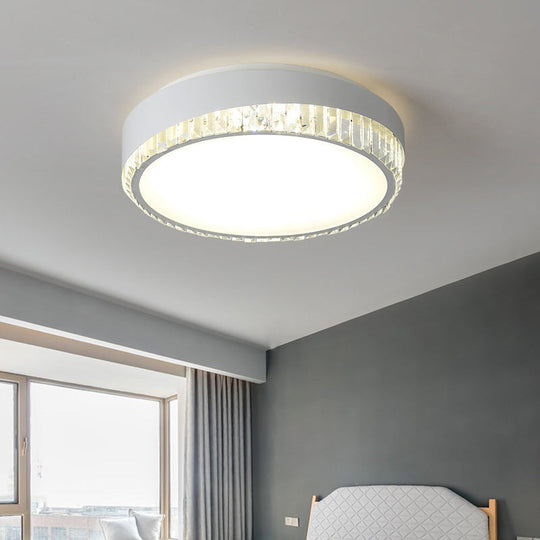 Nordic Led Acrylic Flush Mount Light With Crystal Deco - Clear/Warm/White 16.5’/20.5’ Diameter