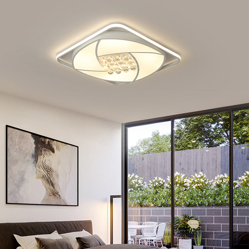 Modern Flushmount Led Light With Acrylic And Crystal Accents - Available In 16.5’ 20.5’ Widths