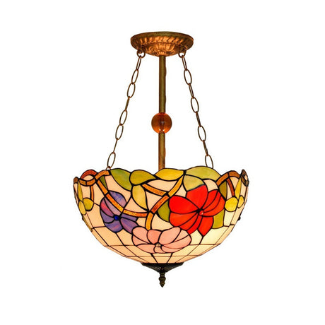Blossom Tiffany Stained Glass Ceiling Lamp - Restaurant Semi Flush Mount