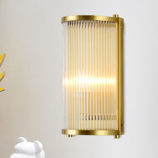 Modern Gold Wall Sconce Light With Fluted Crystal Detail Perfect For Living Room