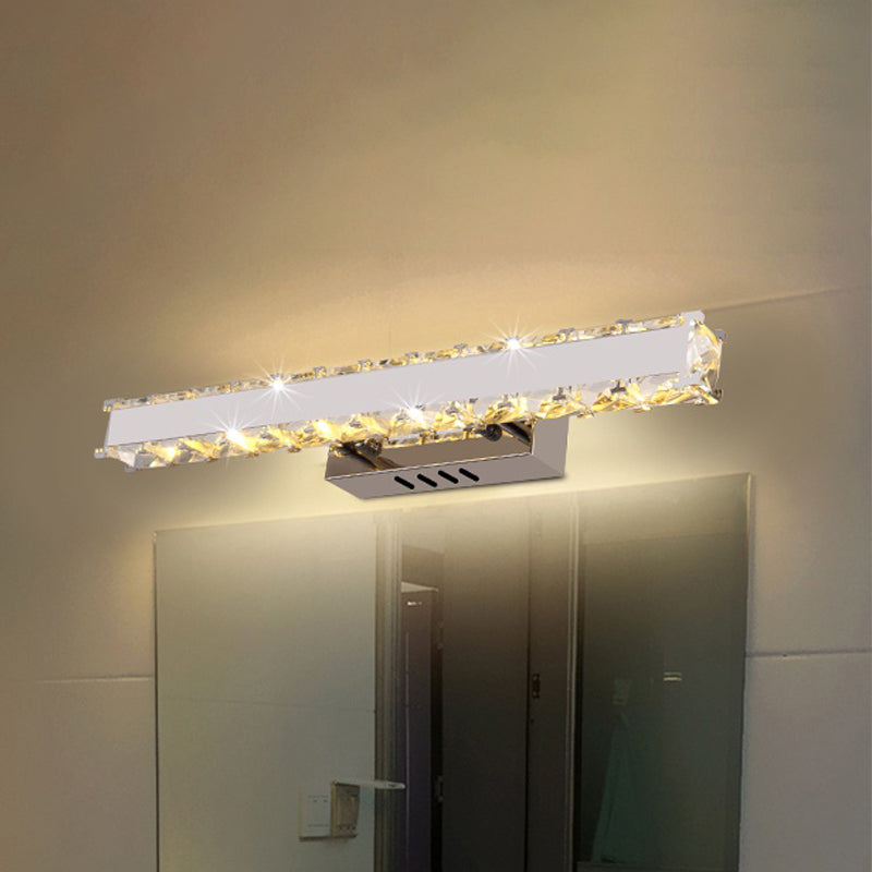 Modern Led Crystal Vanity Mirror Light Sconce - 11.5/16.5 Wide Rectangle White Wall Lighting For