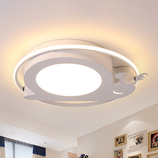 Snail Baby Room Animal Led Ceiling Lamp With Metallic Flush Circle Design White / Third Gear