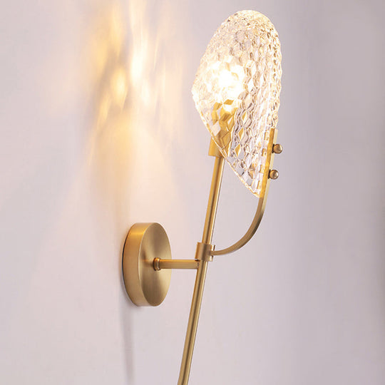 Modern Crystal Beveled Shade Wall Sconce Light - Elegant Brass 1-Light Fixture For Hallway