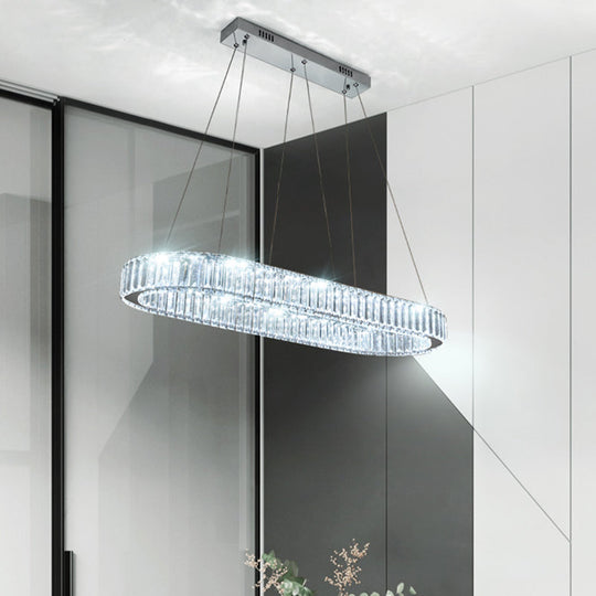 Led Crystal Pendant Light For Restaurant With Stainless Steel Island Design