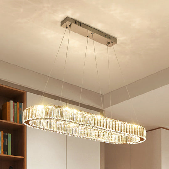 Led Crystal Pendant Light For Restaurant With Stainless Steel Island Design