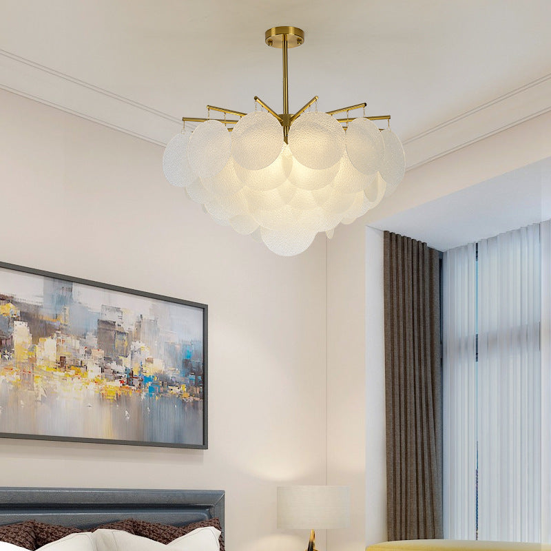 Aniya - Modern Brass-White Tiered Discs Suspension Chandelier For Dining Room Ceiling