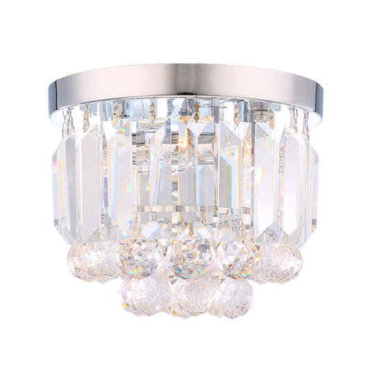Crystal Mini Flush 2-Light Ceiling Fixture - Simple Design For Corridors Clear/Smoke Gray/Cognac