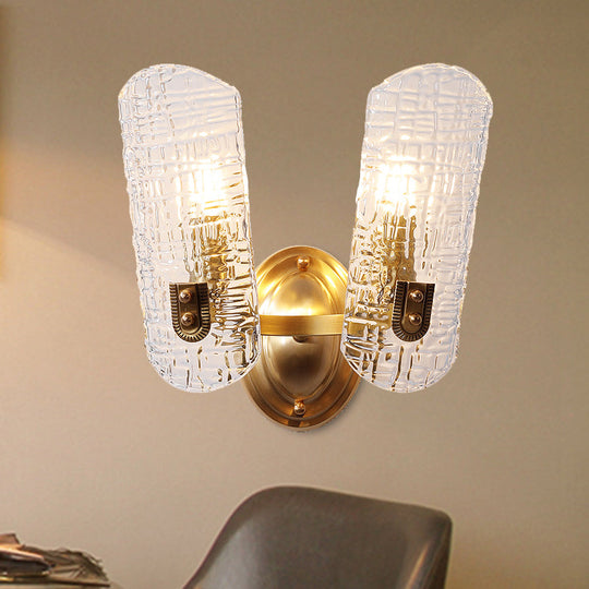 Prism Crystal Wall Sconce With 1/2 Lights - Brass Mount For Corridors 2 /