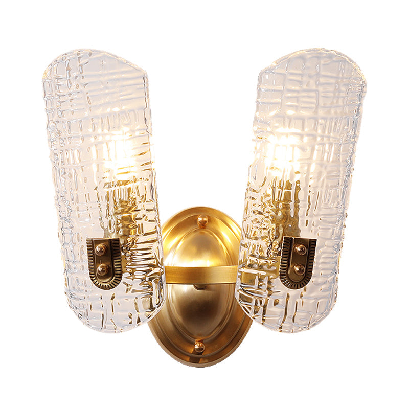 Prism Crystal Wall Sconce With 1/2 Lights - Brass Mount For Corridors