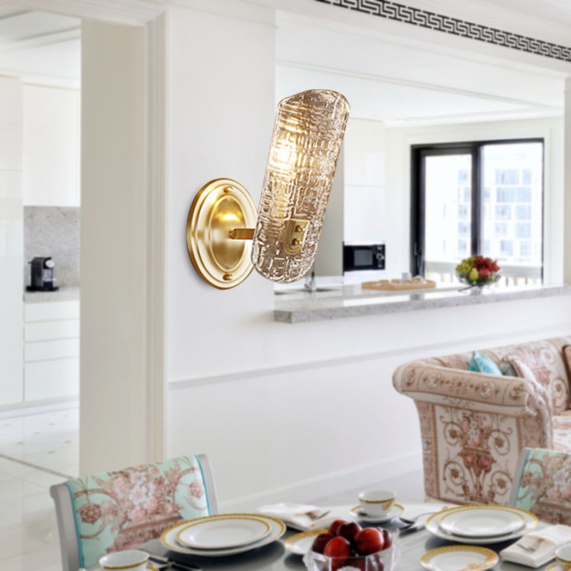 Prism Crystal Wall Sconce With 1/2 Lights - Brass Mount For Corridors