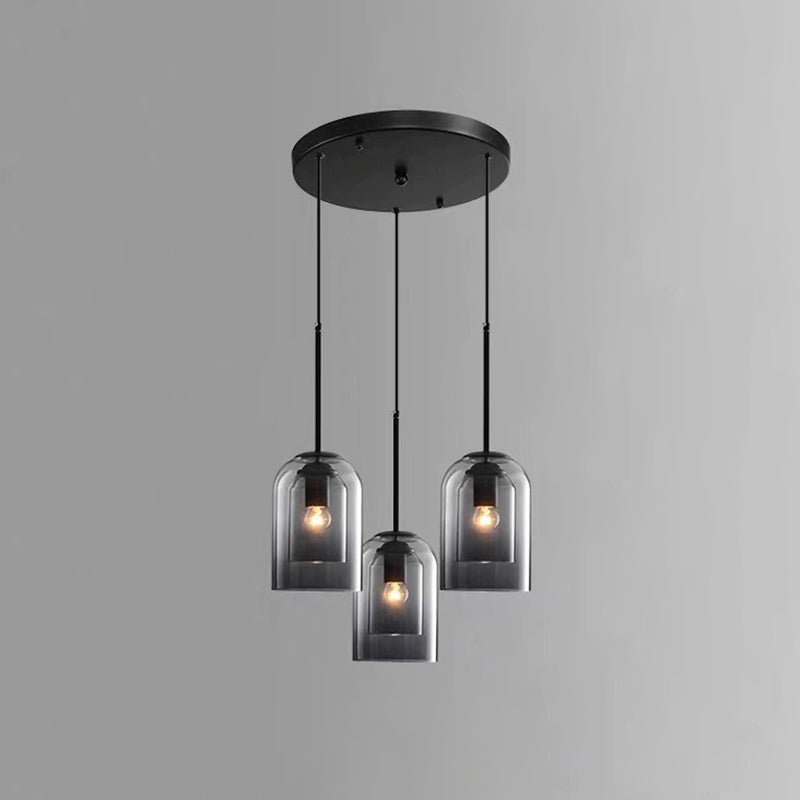 Modern Glass Bell Pendant Lamp For Stylish Bedroom Ceiling 3 / Grey Round
