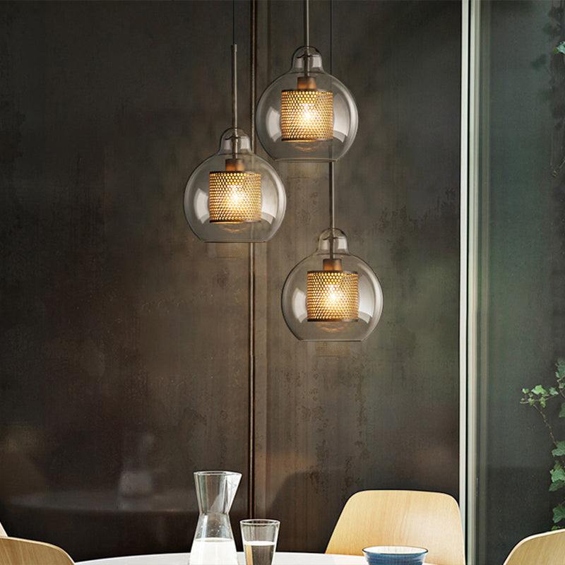 Modern Clear Glass Pendant Light For Dining Room Table - 1-Light Fixture