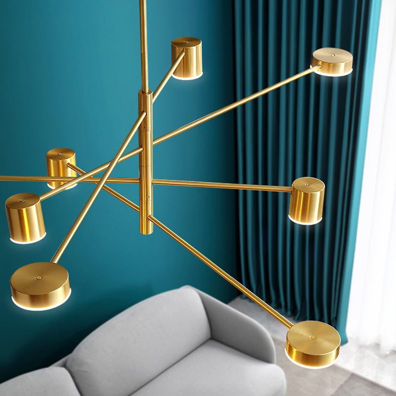 Modern Gold Pendant Light With Flat Discs - Hanging Ceiling Fixture