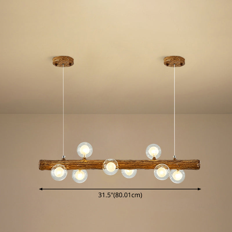 Brown Modern Linear Island Pendant Metal Lamp