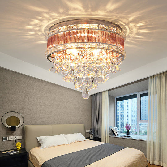 Modernist 6 - Light Crystal Teardrop Ceiling Light - 17’/20’ Wide Flush Lamp Fixture