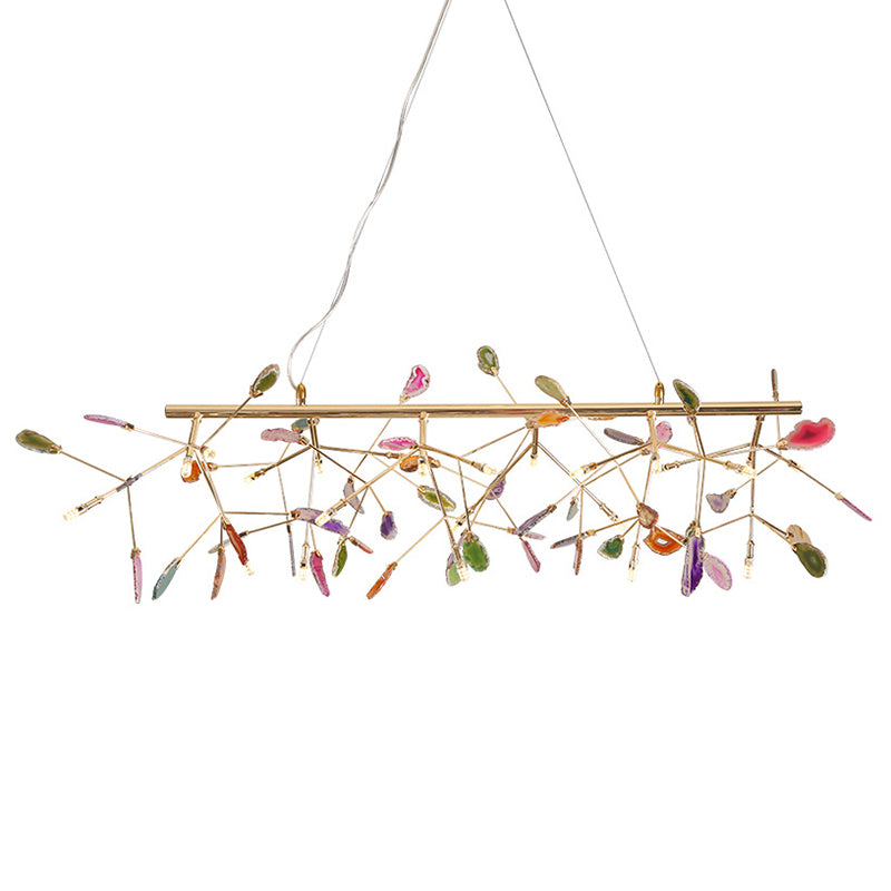 Modern Colorful Island Light Fixture With Agate Stone Pendant For Dining Restaurants
