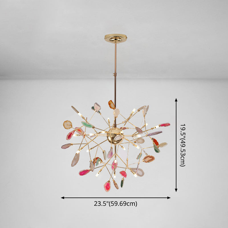 Modern Colorful Island Light Fixture With Agate Stone Pendant For Dining Restaurants