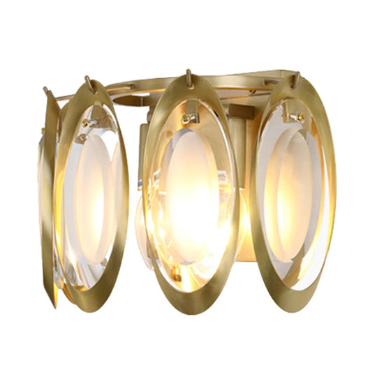 Contemporary Gold Oval Sconce With Cut Crystal Detail - Perfect Wall Fixture For Living Room