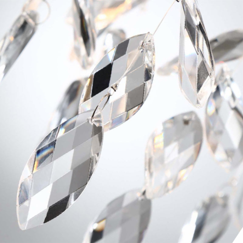 Modern Gold Wall Sconce With Crystal Drop - 2-Light Branch Mount