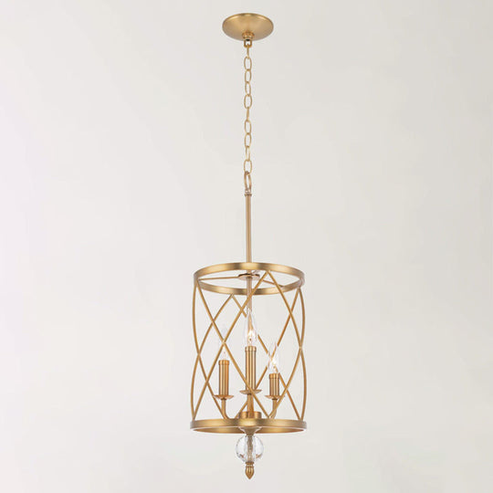 Farmhouse Trellis Cage Ceiling Chandelier With Hanging Chain - Classic Metal Light