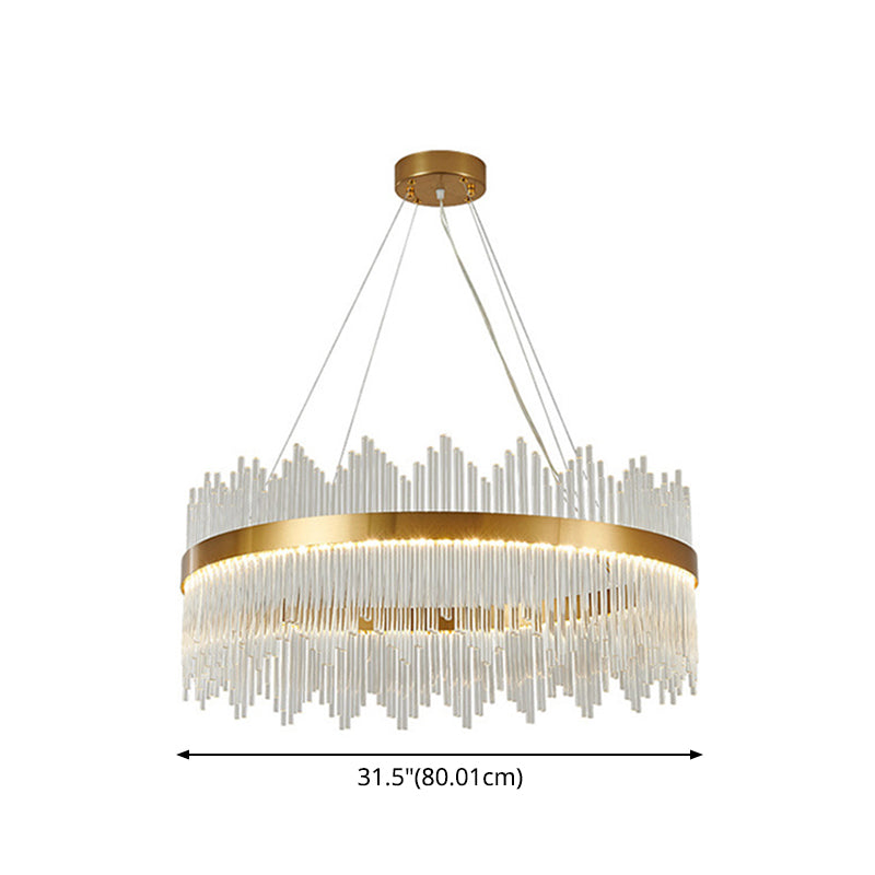 Adjustable Glass Crystal Drum Chandelier Pendant Light For Modern Living Rooms