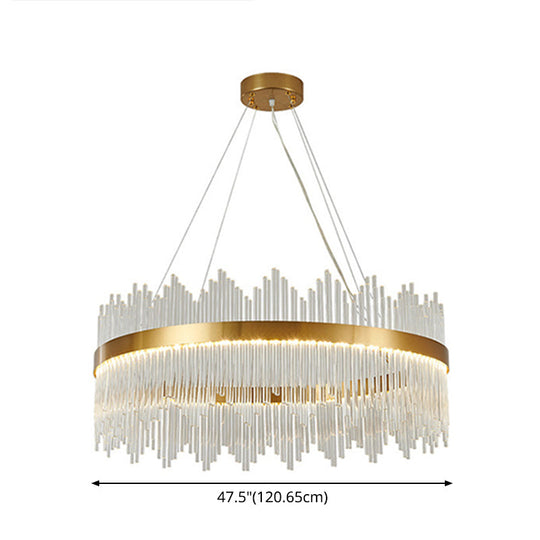 Adjustable Glass Crystal Drum Chandelier Pendant Light For Modern Living Rooms