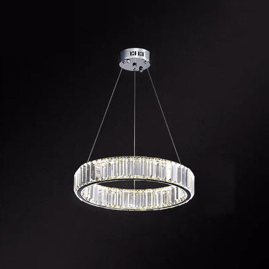 Contemporary Led Crystal Chandelier Pendant Light For Living Room Chrome / 16’ Warm