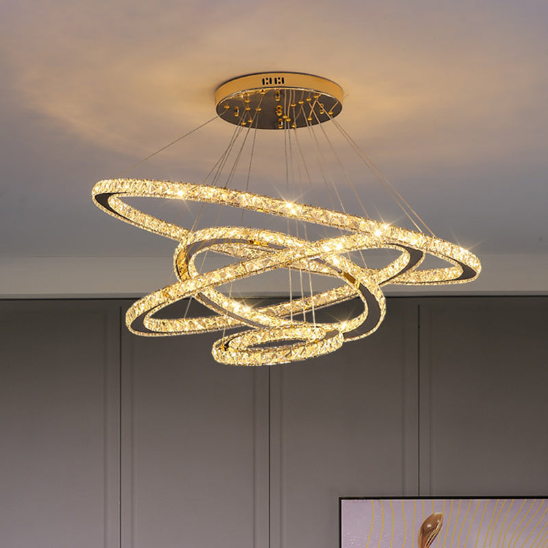 Modern Crystal Ring Pendant Light For Living Room