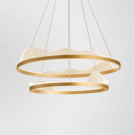 Modern Round Hanging Chandelier With Metal Suspension And Lace Decoration - Ideal For Living Room