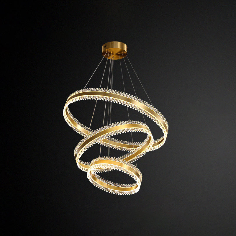 Modern Interlace Rings Chandelier - Metal Pendant Light For Living Room Gold / 16’ + 23.5’ + 31.5’