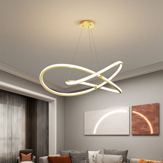 Modern Twist Chandelier Pendant Light For Living Room - Sleek Metal Design