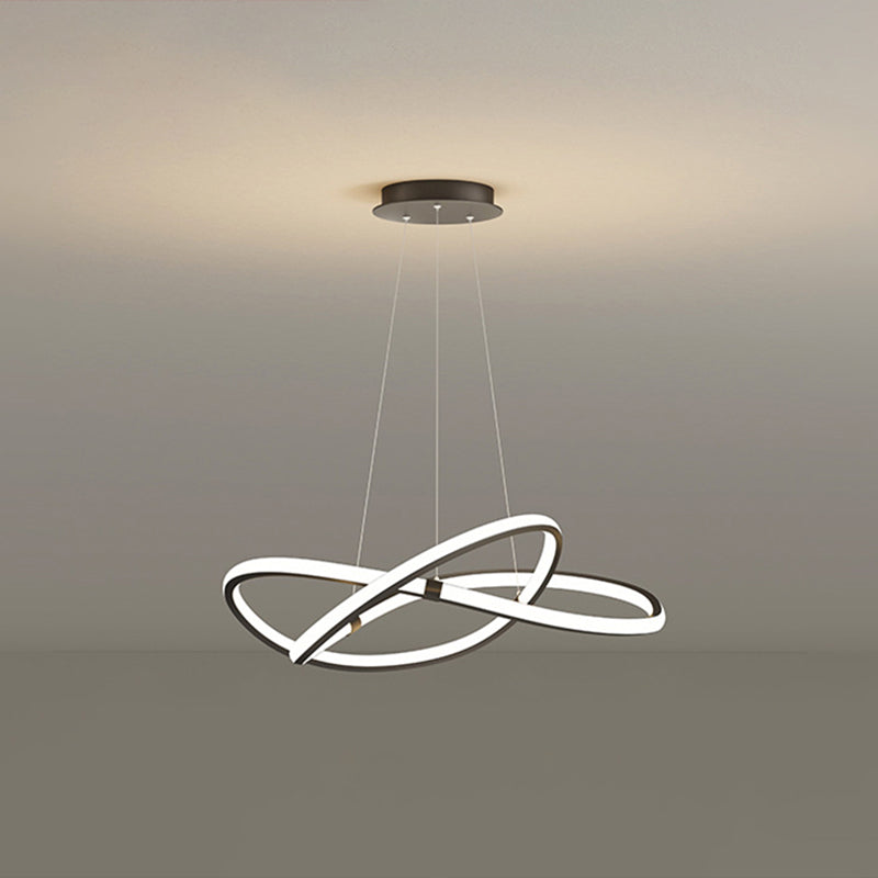 Twist Chandelier Metal Pendant Light For Living Room - Ultra-Modern Design Black / 23.5’ Remote