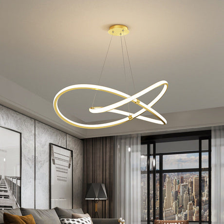 Modern Twist Chandelier Pendant Light For Living Room - Sleek Metal Design