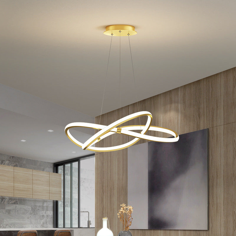 Modern Twist Chandelier Pendant Light For Living Room - Sleek Metal Design