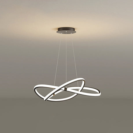 Modern Twist Chandelier Pendant Light For Living Room - Sleek Metal Design Black / 23.5 White