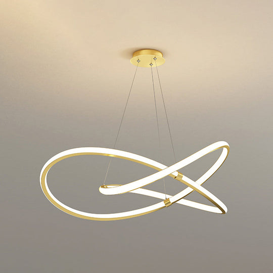 Twist Chandelier Metal Pendant Light For Living Room - Ultra-Modern Design Gold / 39.5’ White