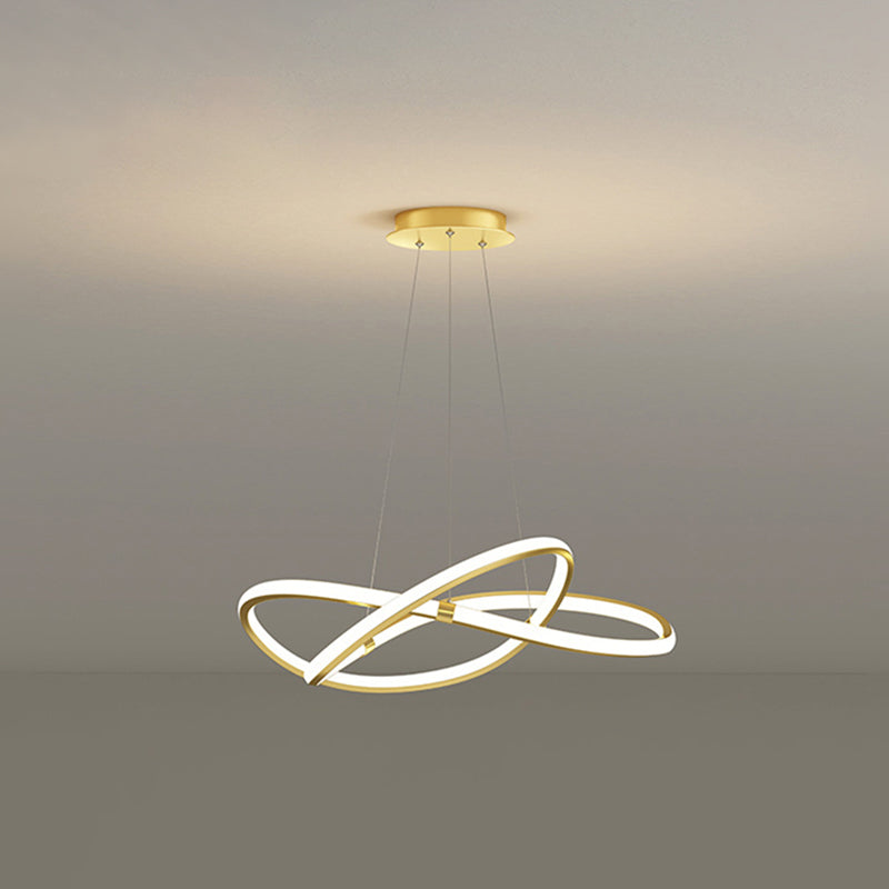 Modern Twist Chandelier Pendant Light For Living Room - Sleek Metal Design Gold / 23.5 White