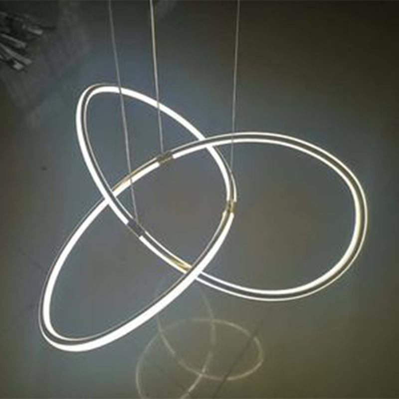 Modern Metal Strip Chandelier Pendant Light With Hanging Cord For Restaurants