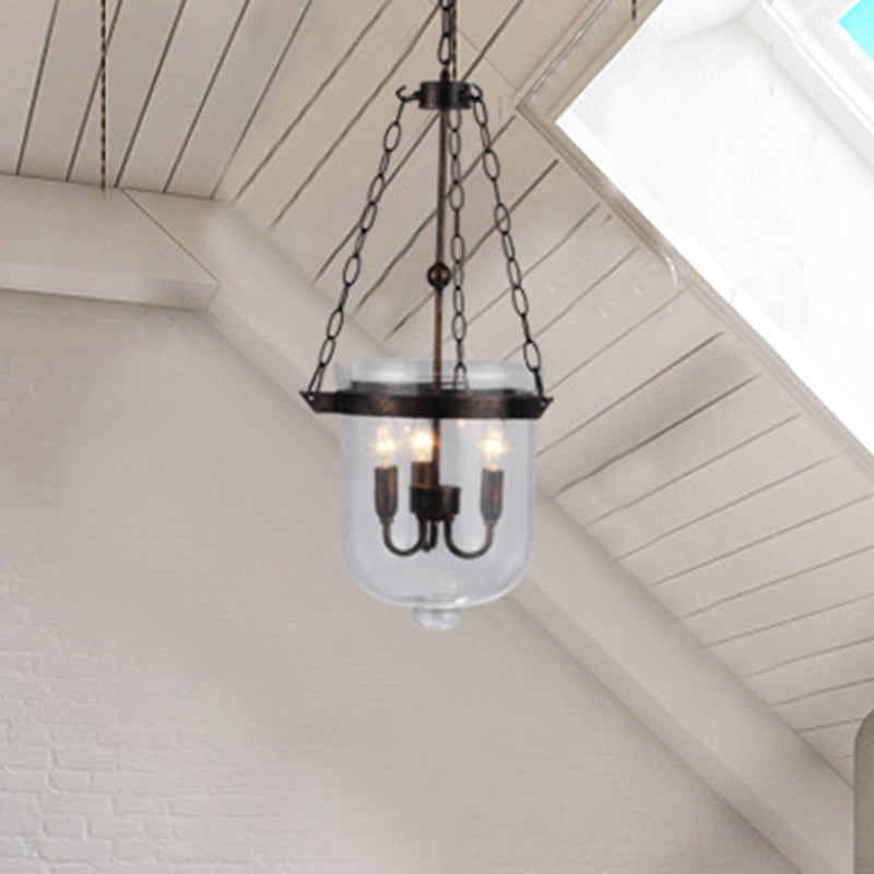Industrial Style Black Bucket Chandelier Pendant For Dining Room Lighting