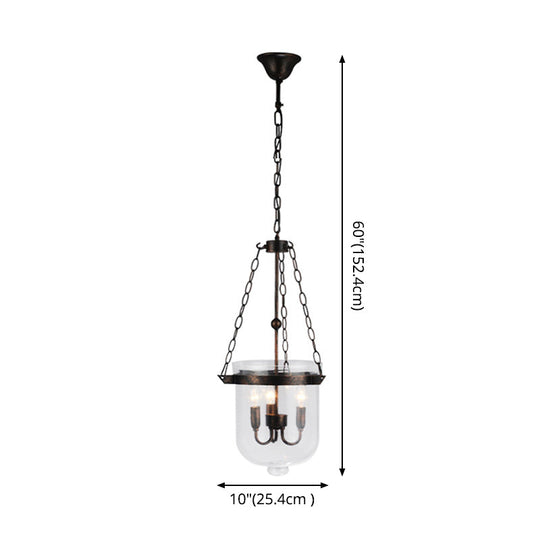 Industrial Style Black Bucket Chandelier Pendant For Dining Room Lighting