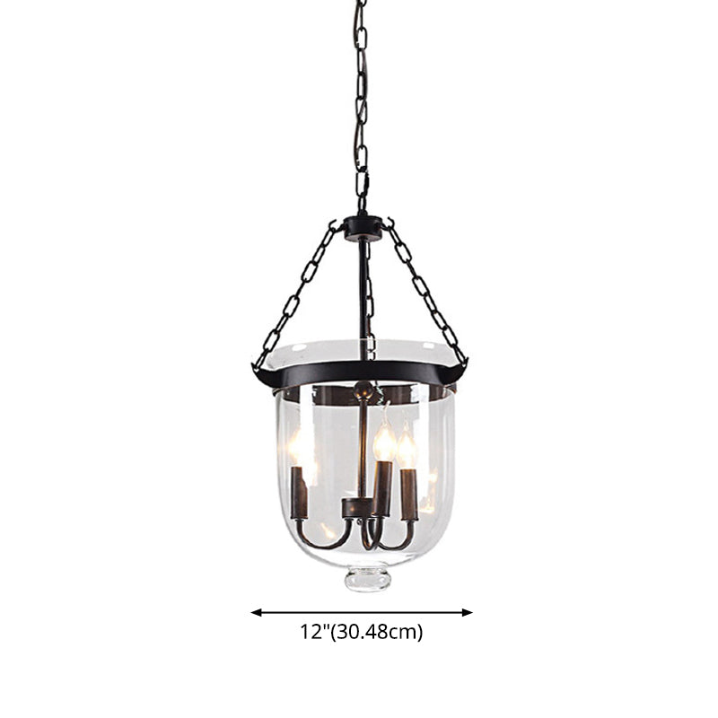 Industrial Style Black Bucket Chandelier Pendant For Dining Room Lighting