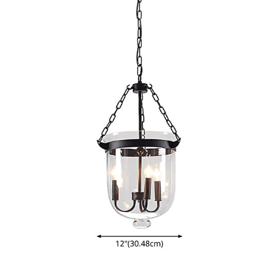 Industrial Style Black Bucket Chandelier Pendant For Dining Room Lighting
