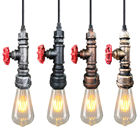 Industrial Metal Pendant Light With Exposed Bulb - Warehouse Suspension Down Lighting