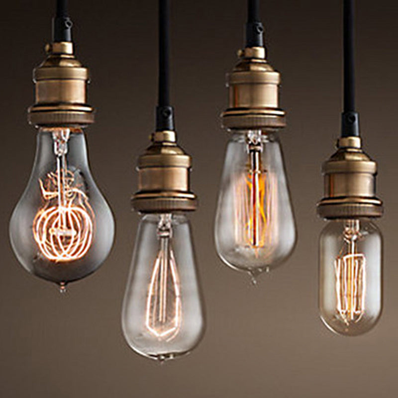 Farmhouse Metal Ceiling Pendant Light In Black - Open Bulb Hallway Hanging Lamp