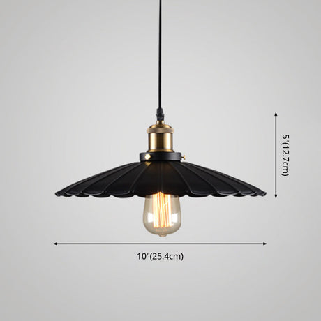 Farm Style Black Scalloped Metal Pendant Light Kit For Coffee Shops